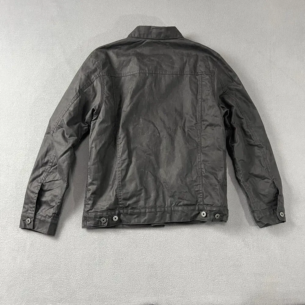Flint and Tinder Jacket Mens Medium Gray Waxed Trucker Flannel Lined Huckberry